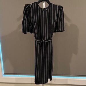Striped Belted Work Dress